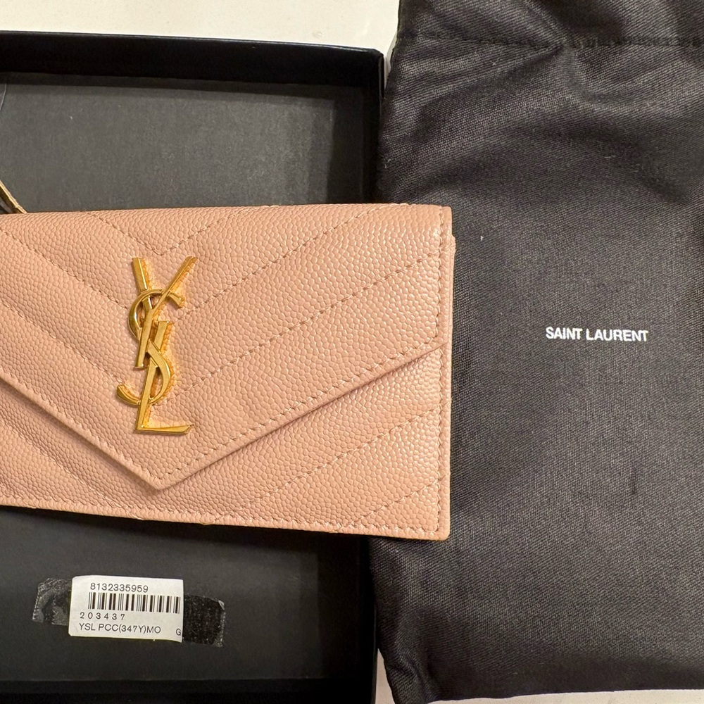 Saint Laurent Pink Quilted Leather Wallet